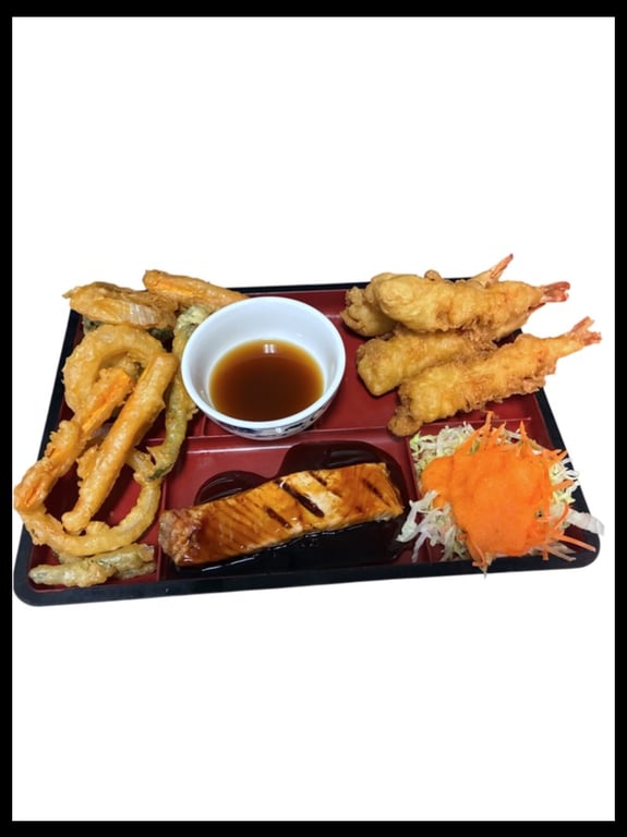 D7. Salmon Teriyaki & Shrimp Tempura Deluxe Combo Box