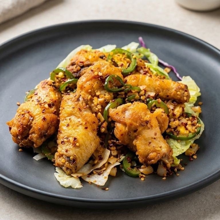 T12. 椒盐辣鸡翅 Spicy Garlic Chicken Wings (6)