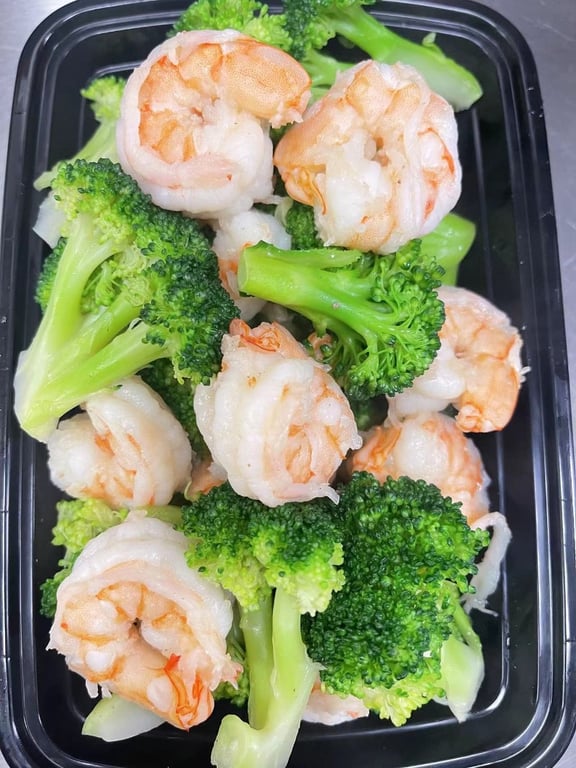 Steam Shrimp with Broccoli 水煮芥兰虾