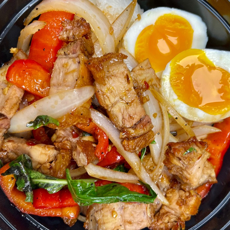 Crispy Pork Belly Rice Bowl