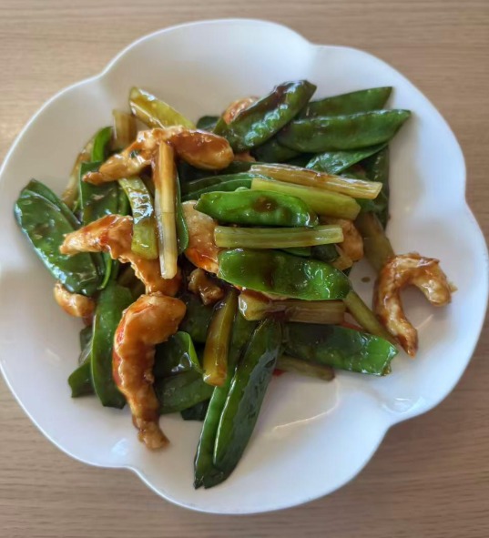 Vegi-Prawns w. Snow Peas
