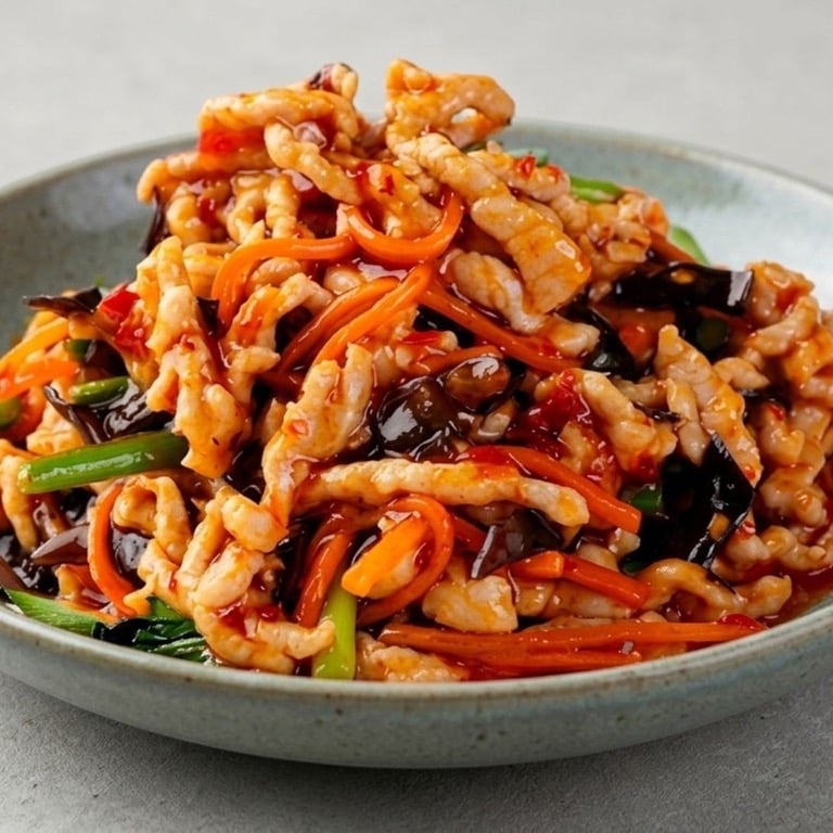 T6. 鱼香肉丝 Shredded Pork w spicy garlic sauce