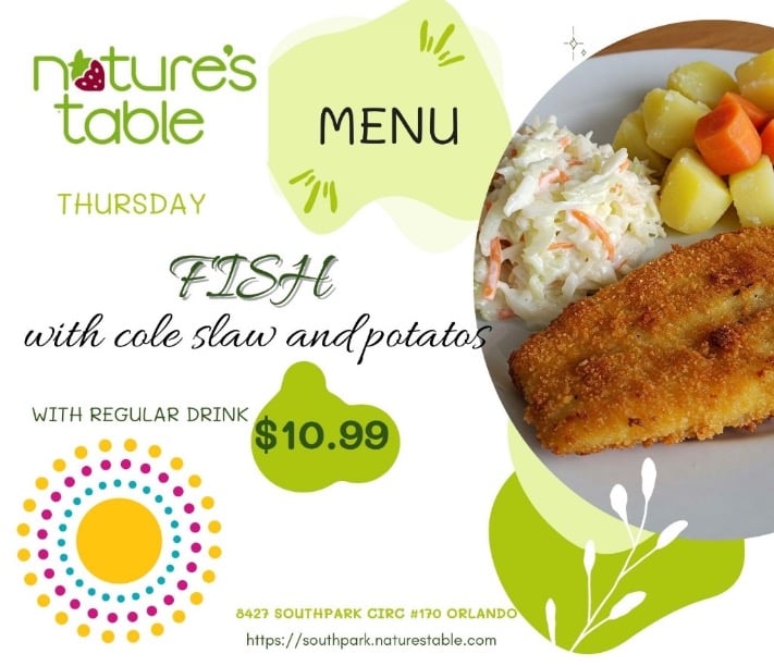 TODAY'S SPECIAL-FISH WITH COLE SLAW AND POTATOES-CHIPS AND DRINK