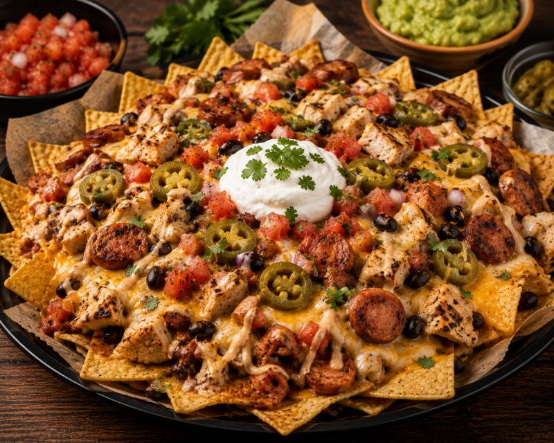 Grilled Chicken & Mexican Sausage Nachos