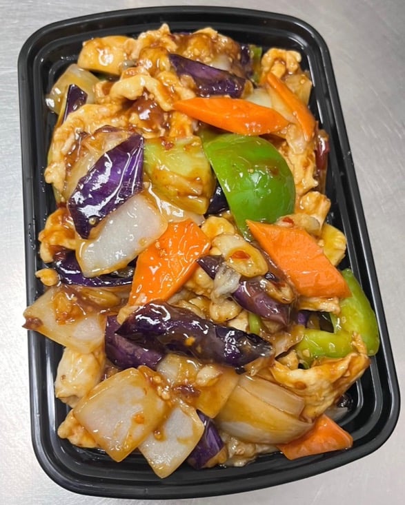 Eggplant w. Chicken in Garlic Sauce