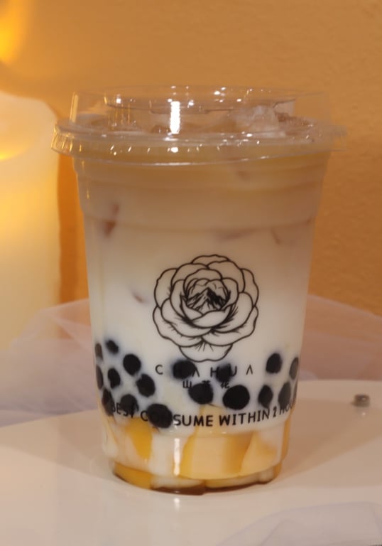 Milk Tea with Egg Pudding & Boba