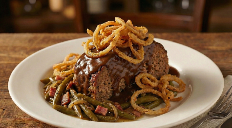 BBQ Meatloaf w/ Brown Gravy + 2 Sides & Cornbread