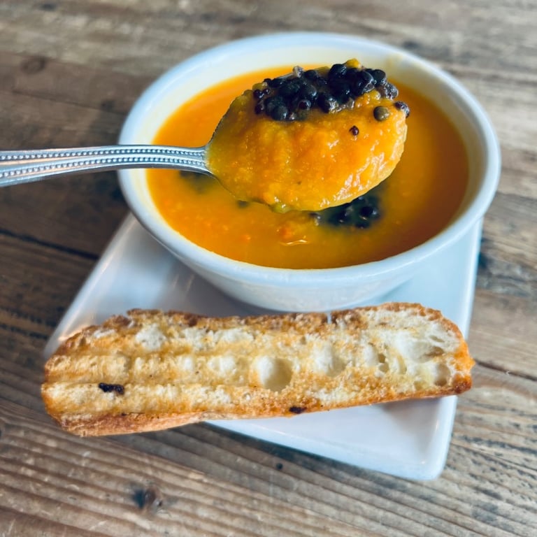 Organic Carrot-squash ginger orange soup