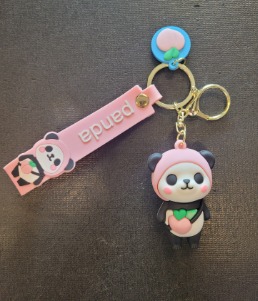 Pink Color Peach Panda Key Chain