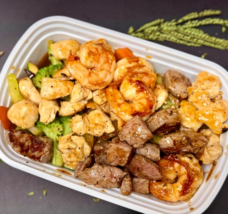 H22. Hibachi Chicken, Steak & Shrimp