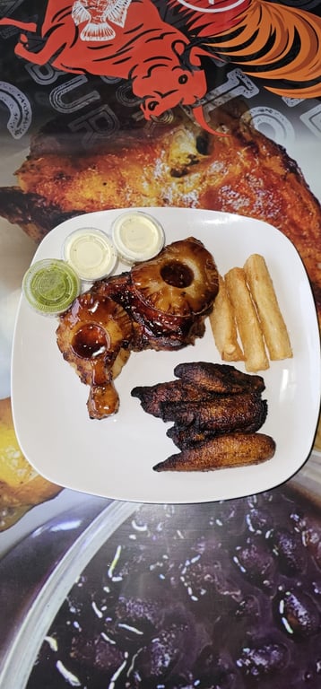 1/4 Hawaiian Chicken (6 yuca & 6 Plantains)