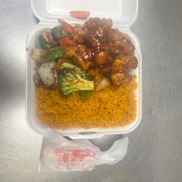 B11. Mixed Vegetable and Orange Chicken
