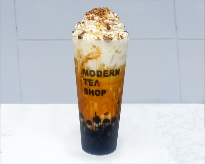 Brown Sugar Boba w. Whipped Cream & Pecan