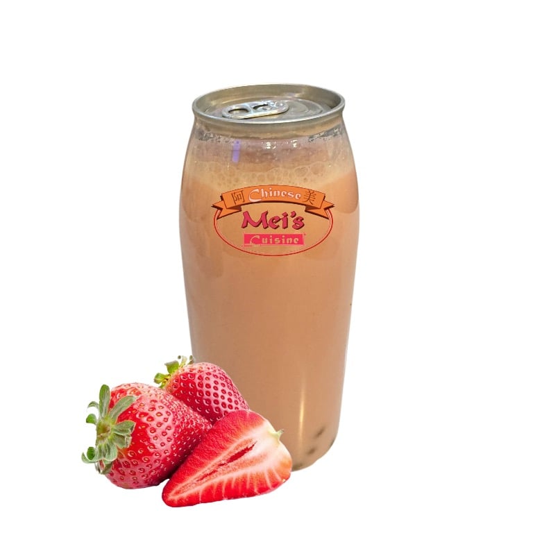 Strawberry Popping Boba Milk Tea
