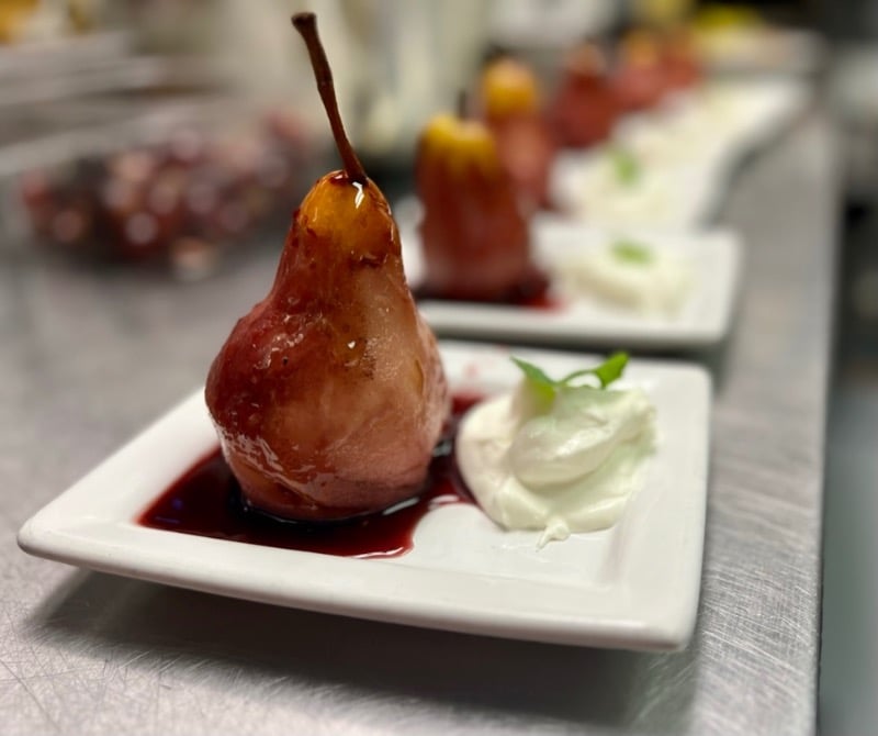 Red Wine Poached Pears