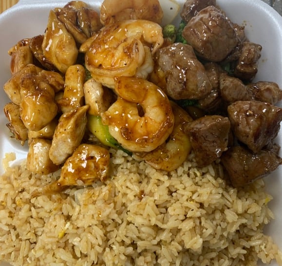 Hibachi Chicken, Beef & Shrimp