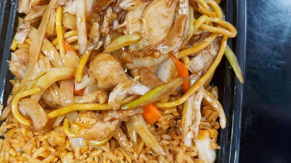C18. Chicken Lo Mein Combo Plate