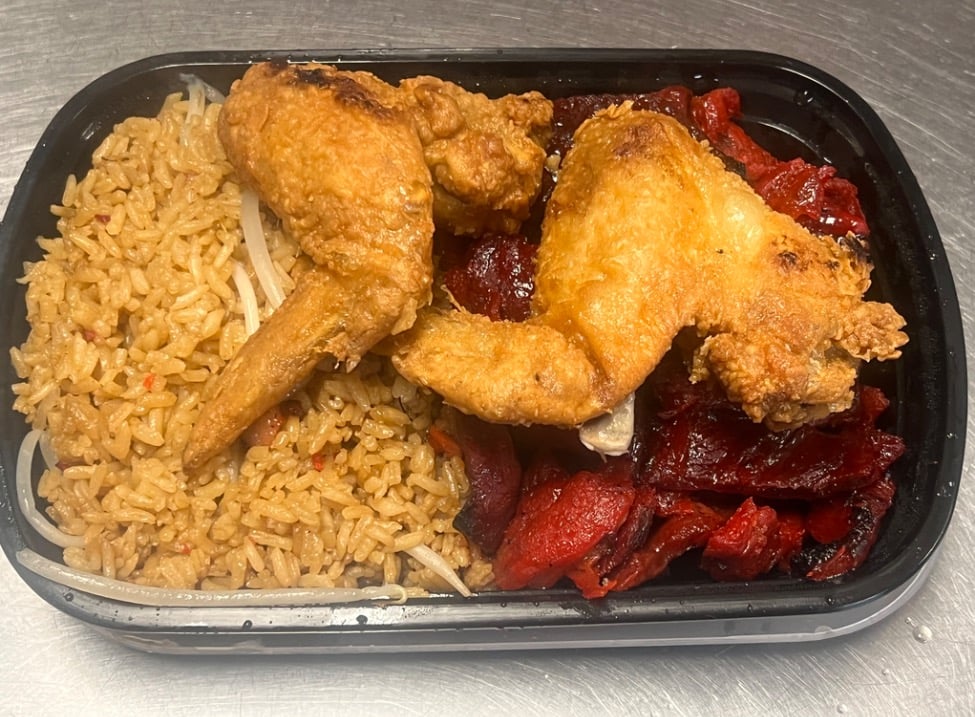 C. Pork Fried Rice, Chicken Wings, Boneless Spare Ribs & Can Soda