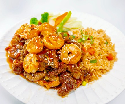 Hibachi Chicken, Beef & Shrimp