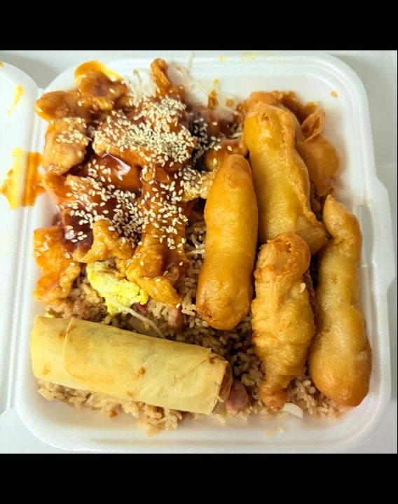 白肉芝麻鸡，金手指，上海卷 D22. Sesame Chicken, Chicken Finger, Spring Roll
