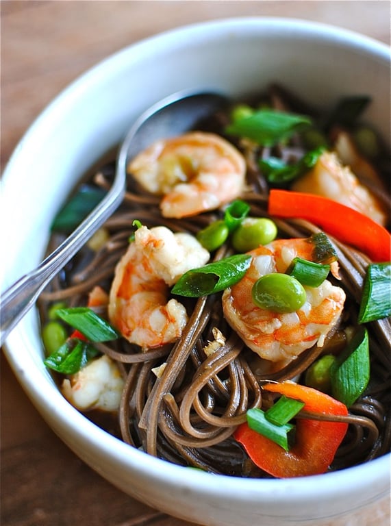 Shrimp Soba Noodles Soup