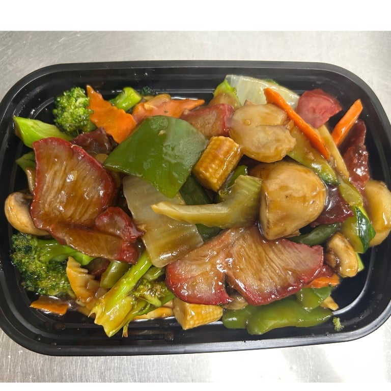 什菜叉烧<br>  Roast Pork w. Mixed Vegetable