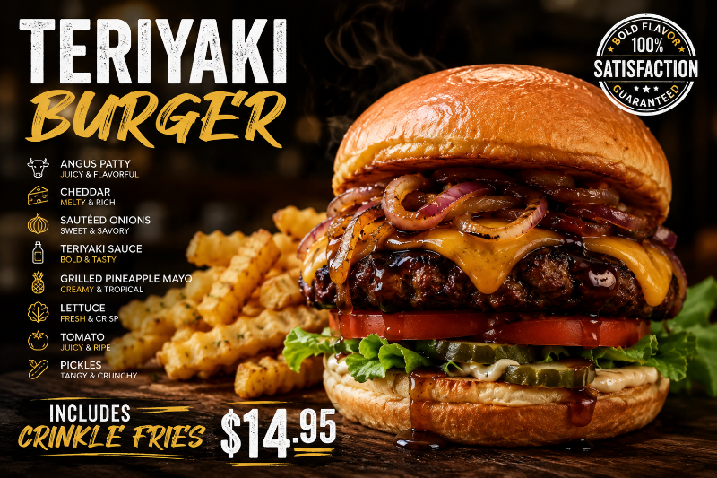 Teriyaki burger feature