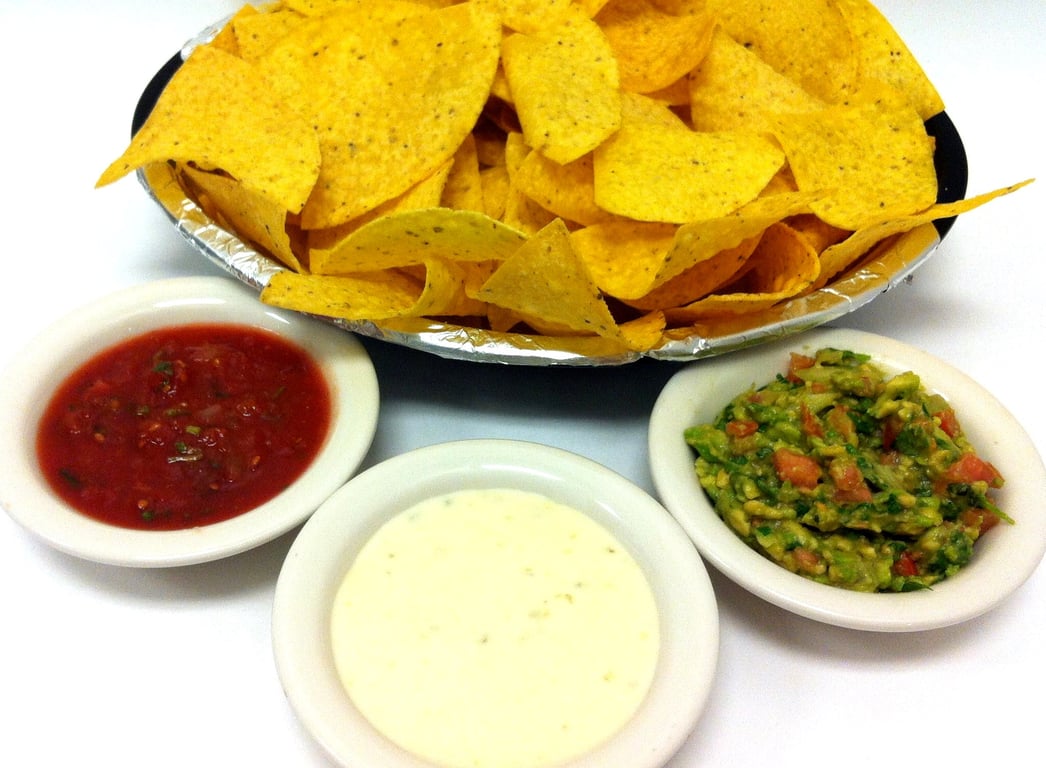 Combo of 3 Dips: Cheese, Guacamole, Salsa and Chips