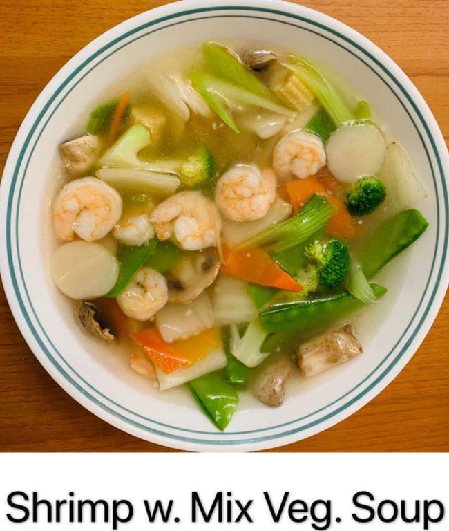 24. 什菜蝦湯 Shrimp w. Mixed Veg. Soup Image