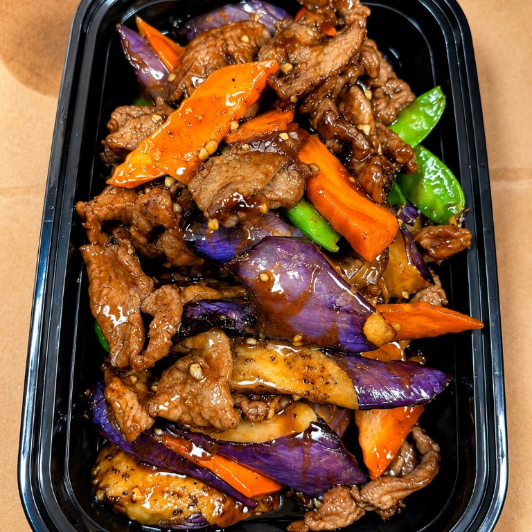 63. Beef with Eggplant in Oyster Sauce  蚝油茄子牛