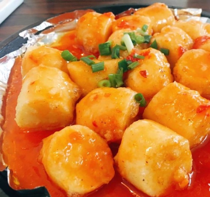 铁板玉子豆腐 Sizzling Tofu (sweet sour sauce)