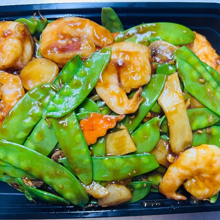 S5. 豌豆虾<br>Shrimp w. Peapod in Brown Sauce