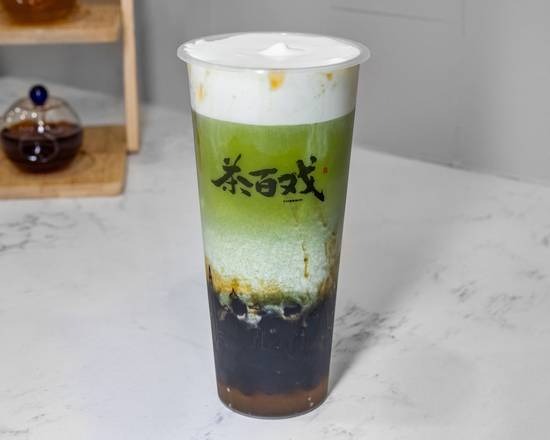 Matcha Brown Sugar Boba Milk w. Cheese Foam