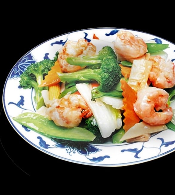 Shrimp with Mixed Vegetables 什菜虾