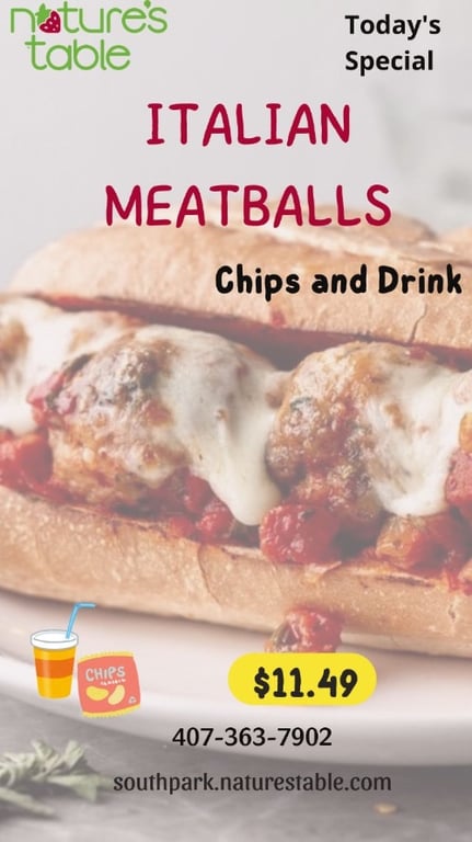 TODAY'S SPECIAL: Italian Meatball Sandwich + Chips + Drink