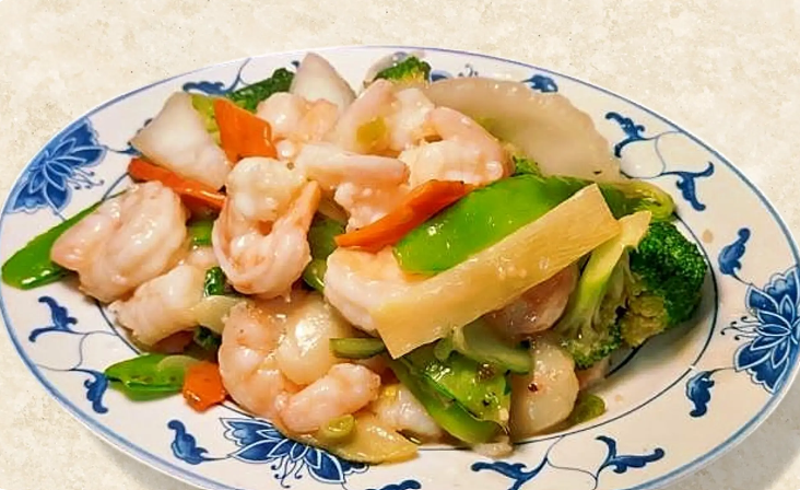 1. 时菜虾 Shrimp with Fresh Vegetables