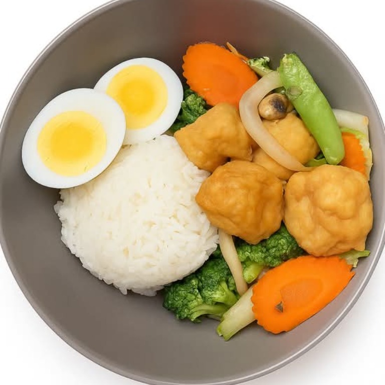 Pad Pak With Tofu Rice Bowl