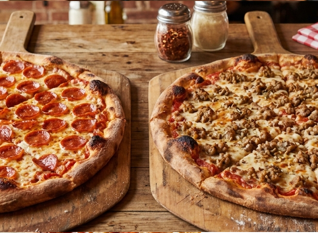 2 Pizza 1 Lg Pepperoni 1 Lg Sausage & an Appetizer