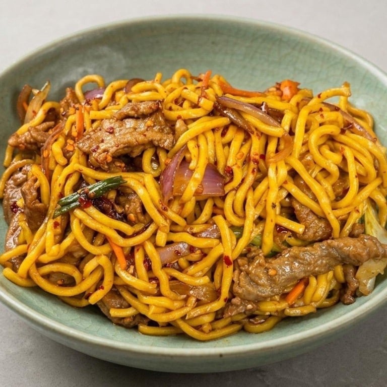 M5. 蒙古牛捞面 Mongolian Beef Lo Mein