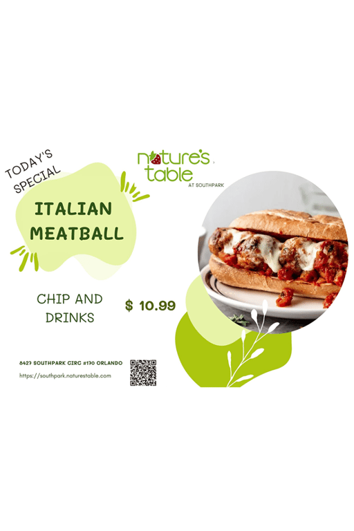 TODAY'S SPECIAL: Italian Meatball Sandwich + Chips + Drink