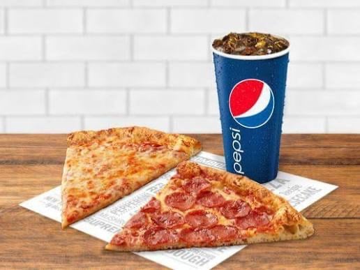 2 slice 2 toppings + Can Soda