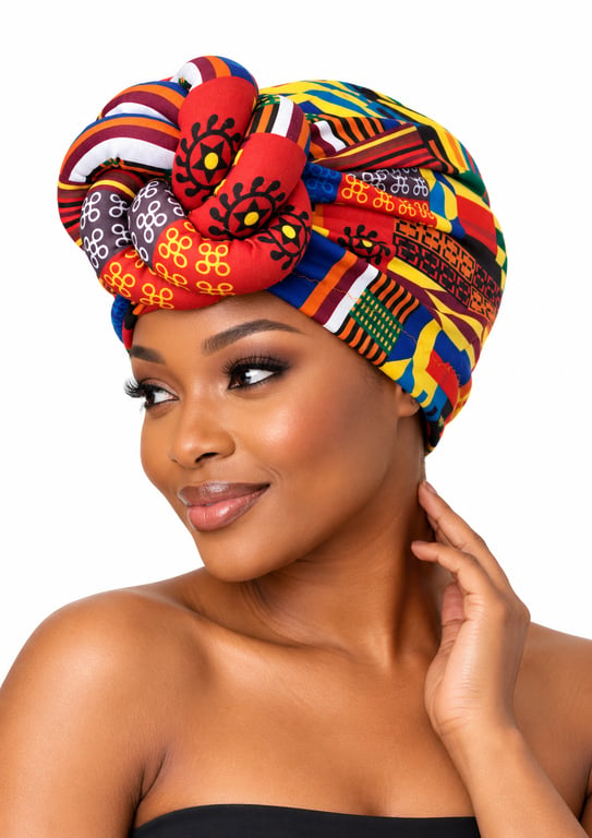 African Print Statement Turban Hat