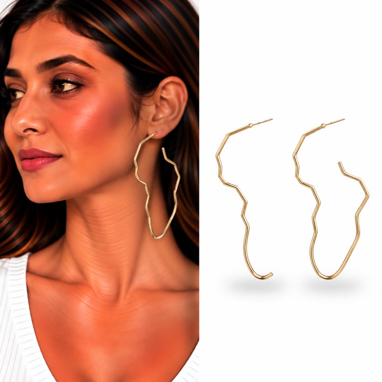 Africa Continent Outline Gold Earrings
