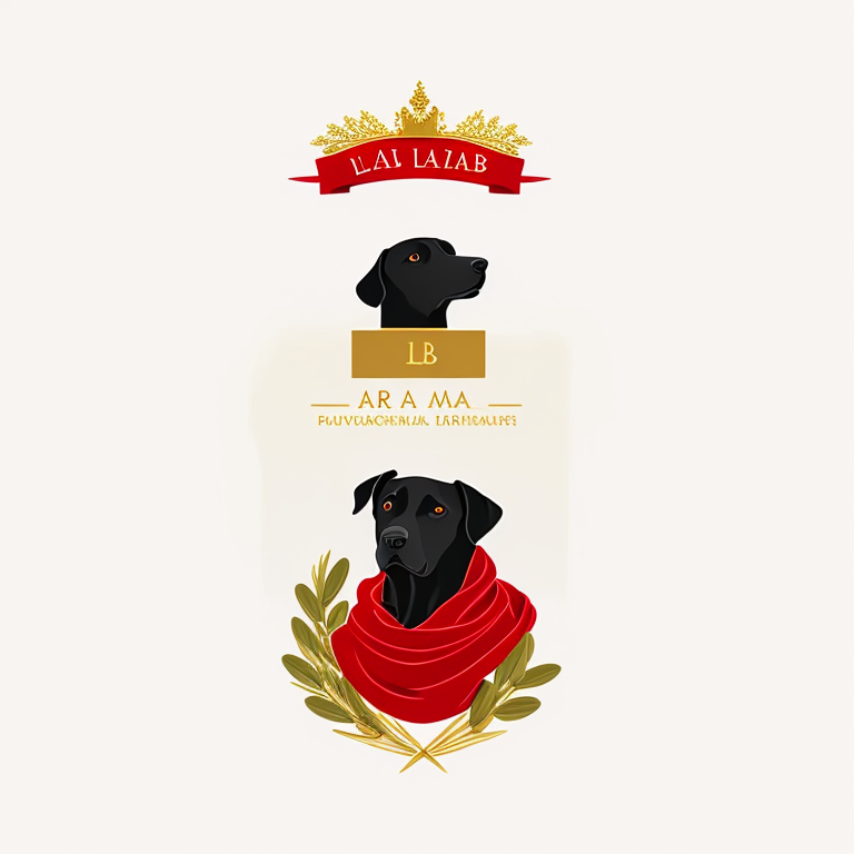 plastic-bat99: professional logo, A black Labrador dog draped in red ...
