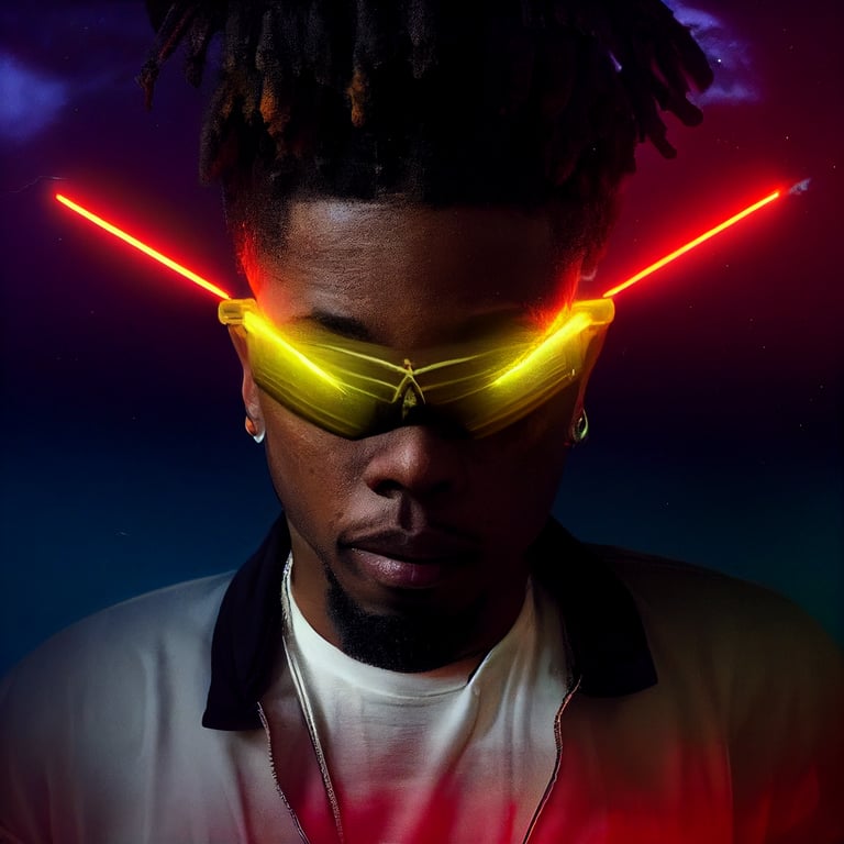 prompthunt Denzel Curry album cover "xwing" particle effects, extreme