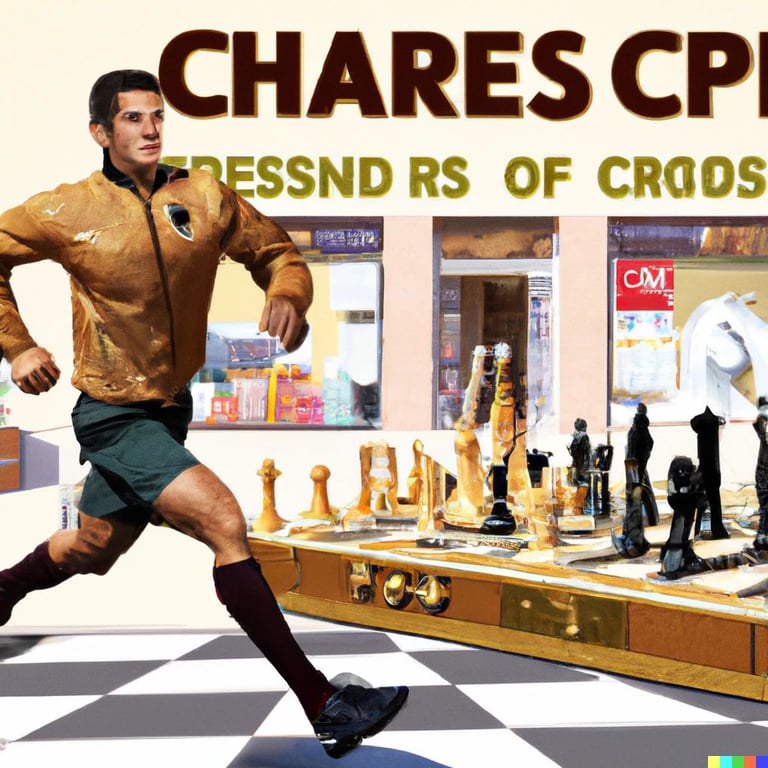 prompthunt: Cristiano Ronaldo running to the shops now to buy a