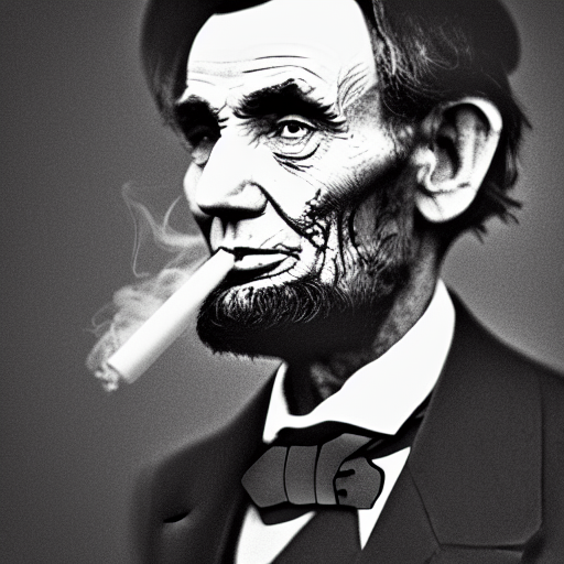 prompthunt Still of Abraham Lincoln wearing a flat brim baseball