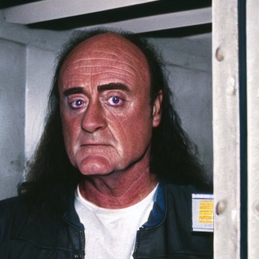 Chancellor Gowron, son of M'Rel (Star Trek: Next Generation) and (Star Trek: Deep Space Nine) as portrayed by Robert O'Reilly standing in a rotting gas station bathroom, award winning photo, trending, hyperrealistic, 8k.