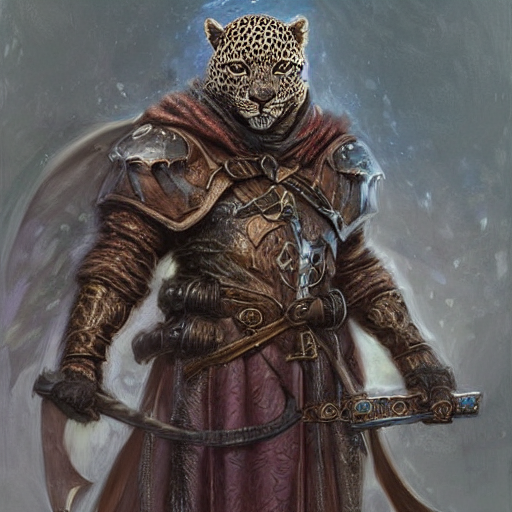 prompthunt Leopard headed hooded knight as a fantasy D&D character