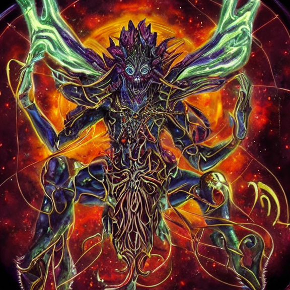 a cosmic deity of chaotic blood wars embodied in the offspring of evil gods incarnate so they may feed on the broken souls of the empty shells of the created humans made for one thing but to be soulfood for the wicked damn